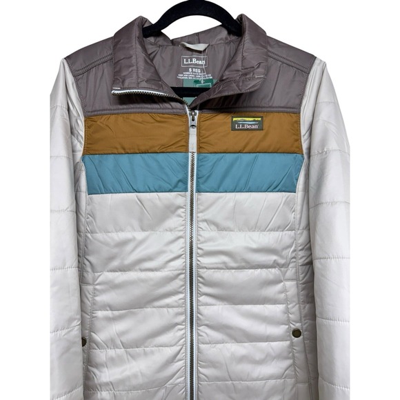 L.L. Bean Mountain Classic Puffer Jacket Taupe Brown/Gray Birch Women's Small - Picture 3 of 11